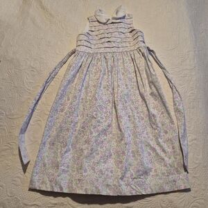 Hartstrings girls size 8 dress white with purple flowers Vintage below knee